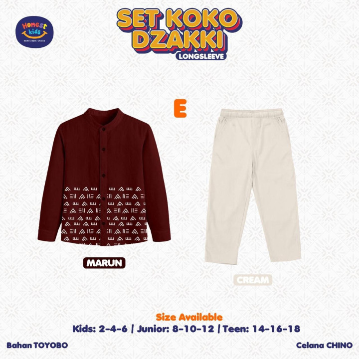 PO SETELAN KOKO DZAKKI LENGAN PANJANG BY HONESTKIDS