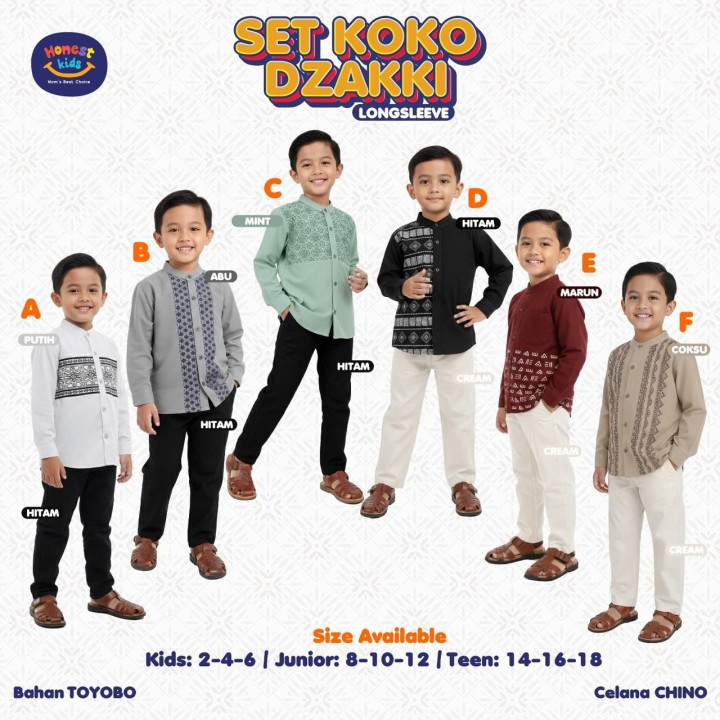 PO SETELAN KOKO DZAKKI LENGAN PANJANG BY HONESTKIDS