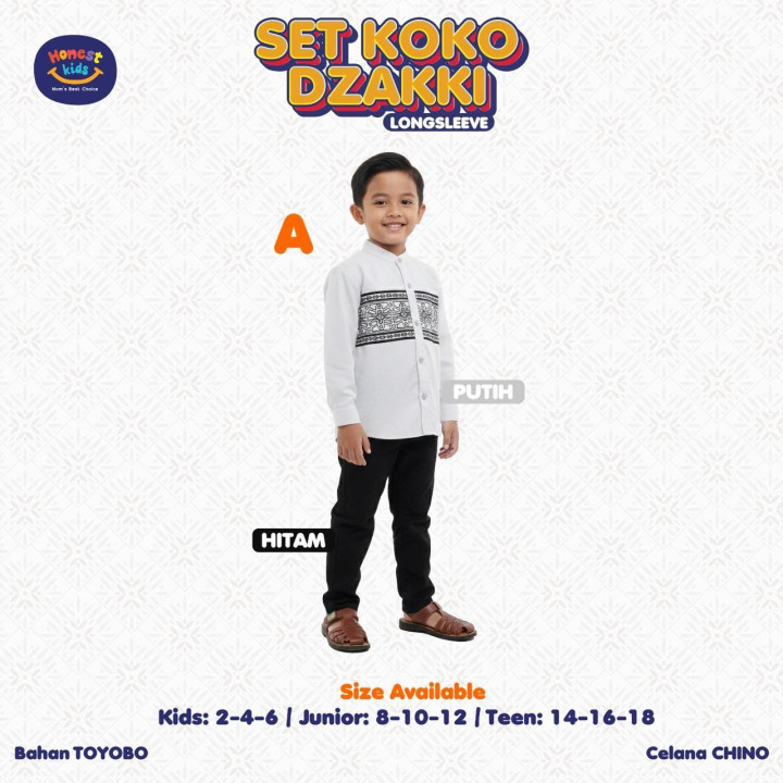PO SETELAN KOKO DZAKKI LENGAN PANJANG BY HONESTKIDS