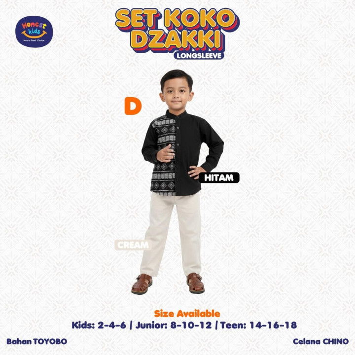 PO SETELAN KOKO DZAKKI LENGAN PANJANG BY HONESTKIDS