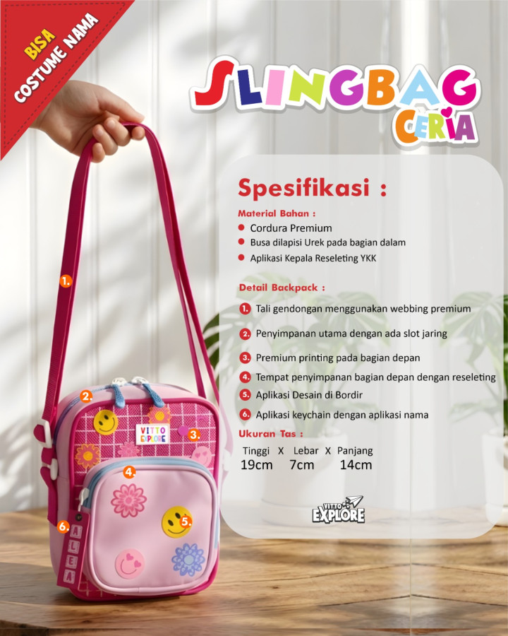 PO SLINGBAG CERIA CUSTOM NAME BY VITTO EXPLORE