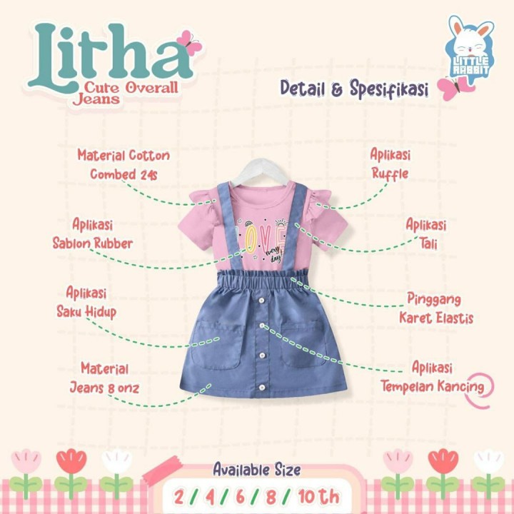 PO LITHA CUTE OVERALL JEANS BY LITTLE RABBIT