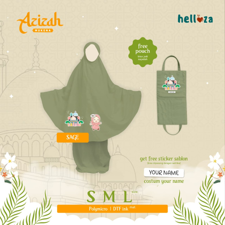 PO AZIZAH MUKENA CUSTOM NAME BY HELLOZA