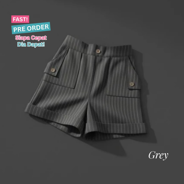 FAST PO STRIPE BUTTON SHORTPANS