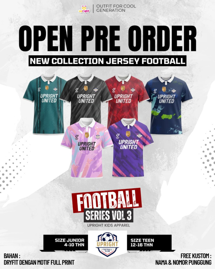 PO FOOTBALL SERIES TSHIRT VOL 3 CUSTOM NAME DAN NO PUNGGUNG BY UPRIGHT