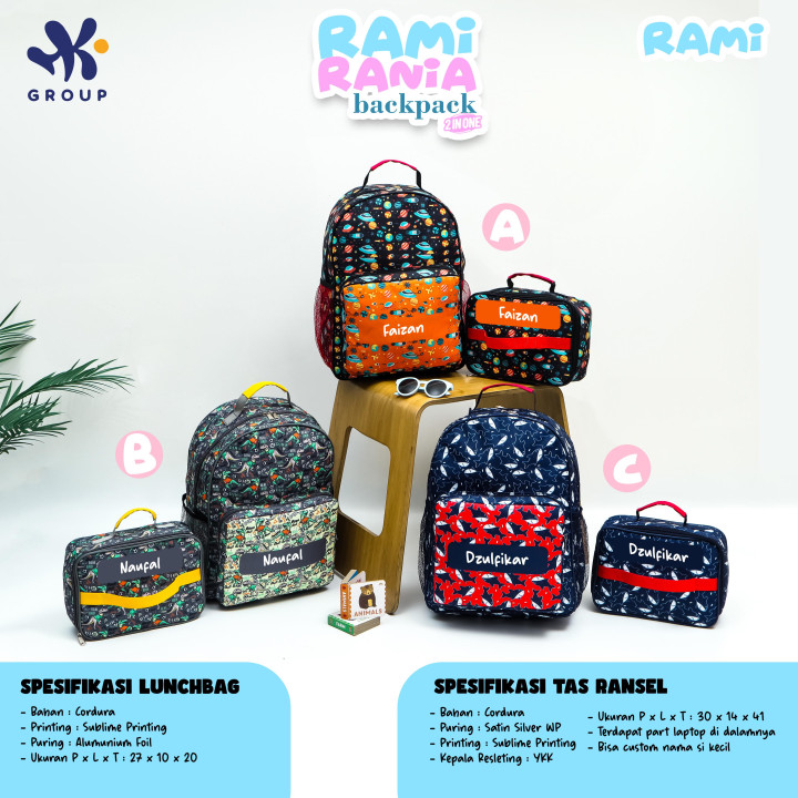 PO RAMI RANIA BACKPACK  CUSTOM NAME BY HK GRUP