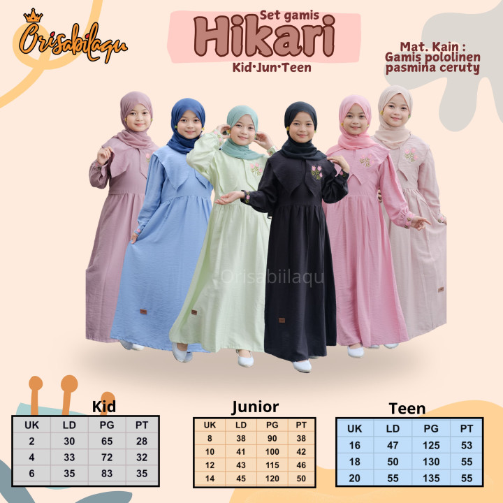 READY STOK SET GAMIS HIKARI KIDS BY ORISABILAQU