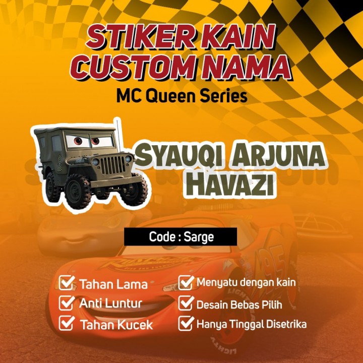 PO STIKER KAIN MC QUEEN CARS VOL 1 MGL