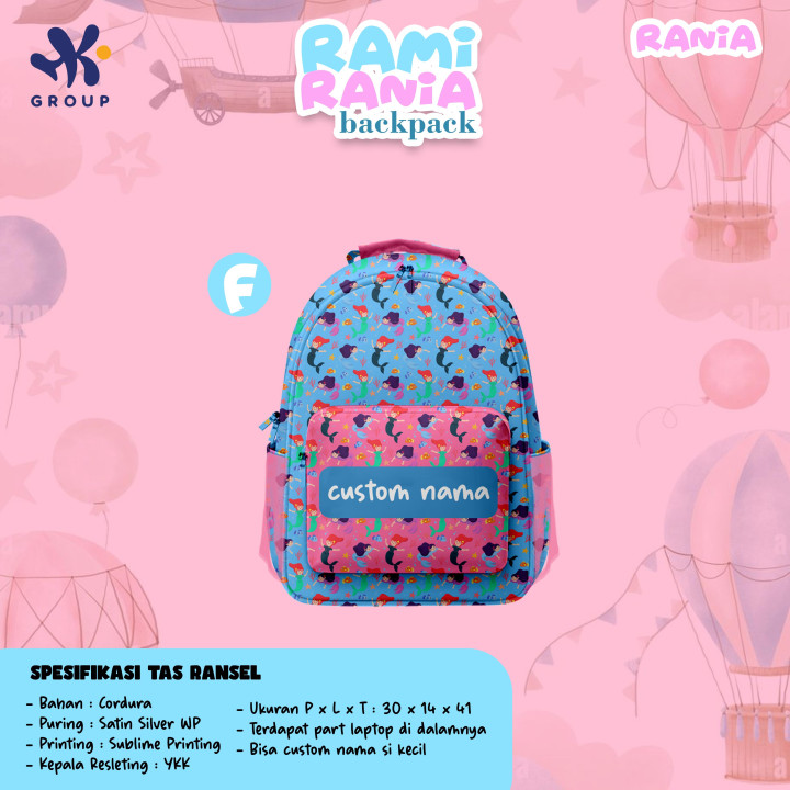 PO RAMI RANIA BACKPACK  CUSTOM NAME BY HK GRUP