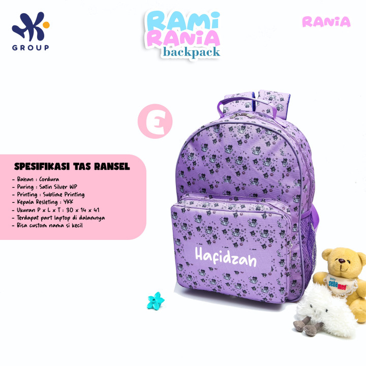 PO RAMI RANIA BACKPACK DAN LUNCH BAG CUSTOM NAME BY HK GRUP