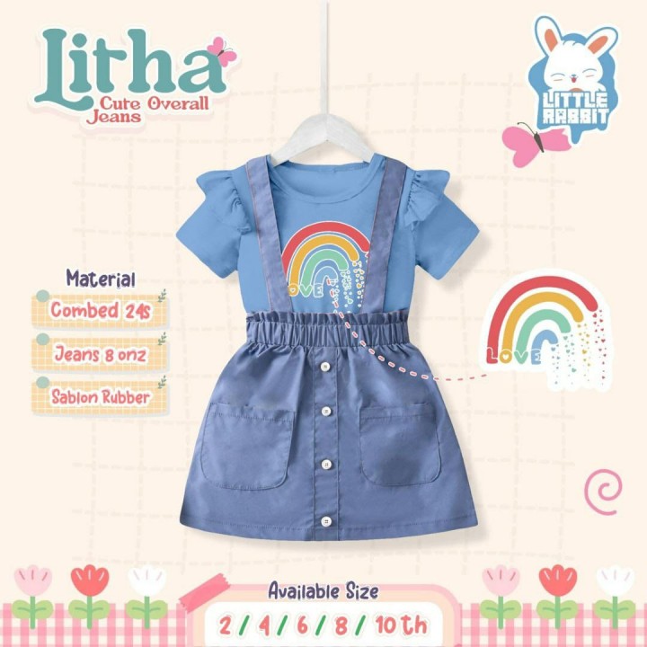 PO LITHA CUTE OVERALL JEANS BY LITTLE RABBIT