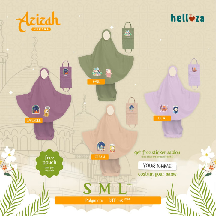PO AZIZAH MUKENA CUSTOM NAME BY HELLOZA