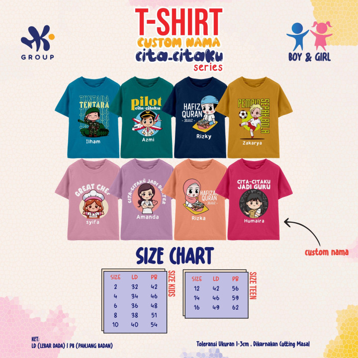  PO T-SHIRT CUSTOM NAMA CITA-CITAKU SERIES BY HK GROUP