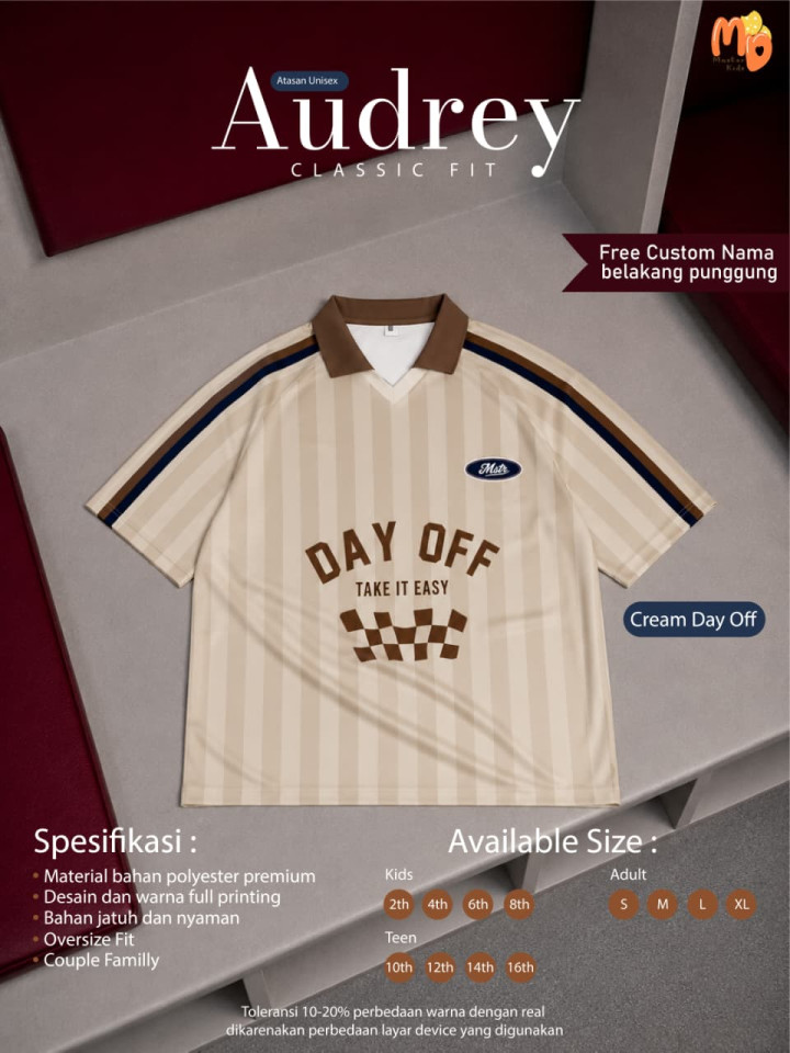 PO TSHIRT JERSEY AUDREY SPORTY CUSTOM NAMA BY MASTER KIDDOS