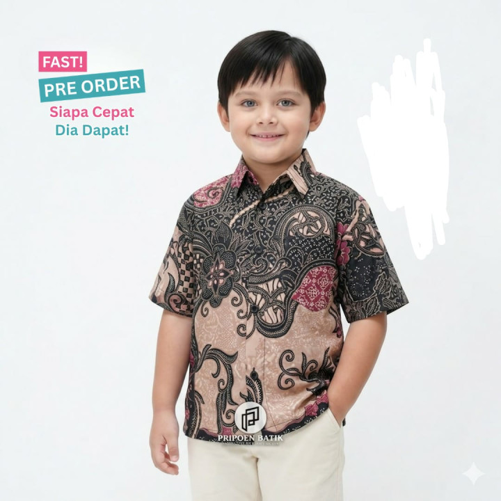 FAST PO AZKA KEMEJA BATIK PENDEK ANAK 