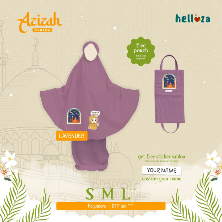 PO AZIZAH MUKENA CUSTOM NAME BY HELLOZA