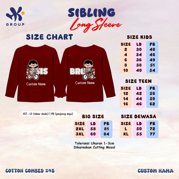 PO SIBLING TSHIRT CUSTOM NAME LENGAN PANJANG BY HK GROUP