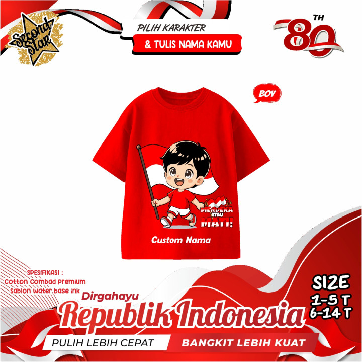 PO KAOS DIRGAHAYU INDONESIA (NON CUSTOM) BY SECOND STAR