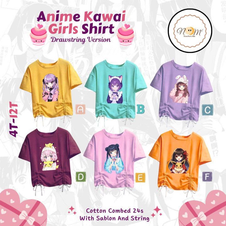 PO ANIME KAWAI GIRLS SHIRT BY NOOM² KIDS Drawstring Version