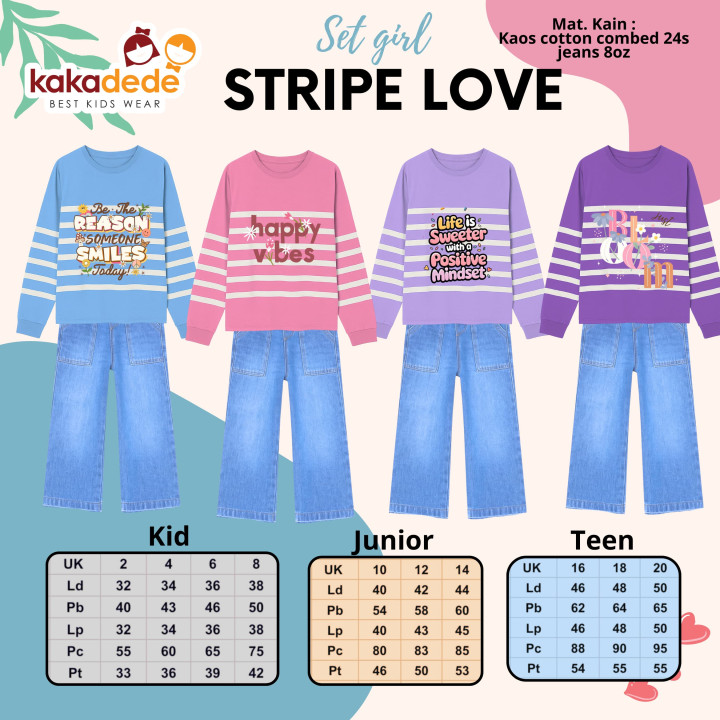 PO SET GIRL STRIPE LOVE (JUN) BY KAKADEDE