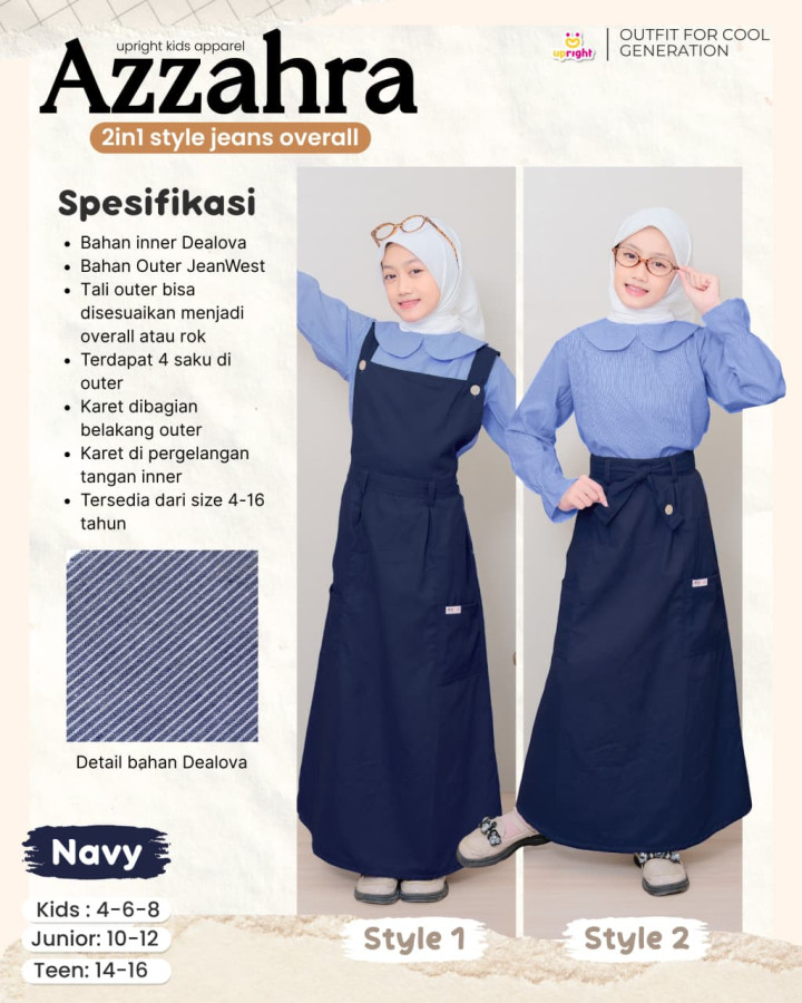 PO AZZAHRA 2IN1 STYLE JEANS OVERALL BY UPRIGHT