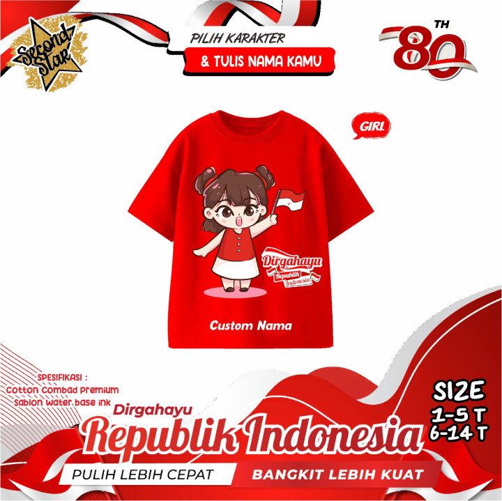 PO KAOS DIRGAHAYU INDONESIA (NON CUSTOM) BY SECOND STAR