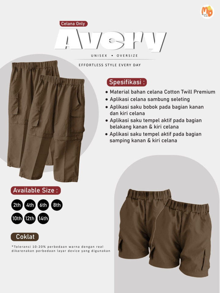 PO AVERY CELANA ONLY BY MASTER KIDDOS