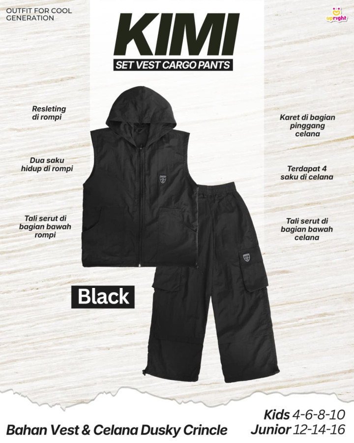 PO KIMI SET VEST CARGO PANTS BY UPRIGHT 
