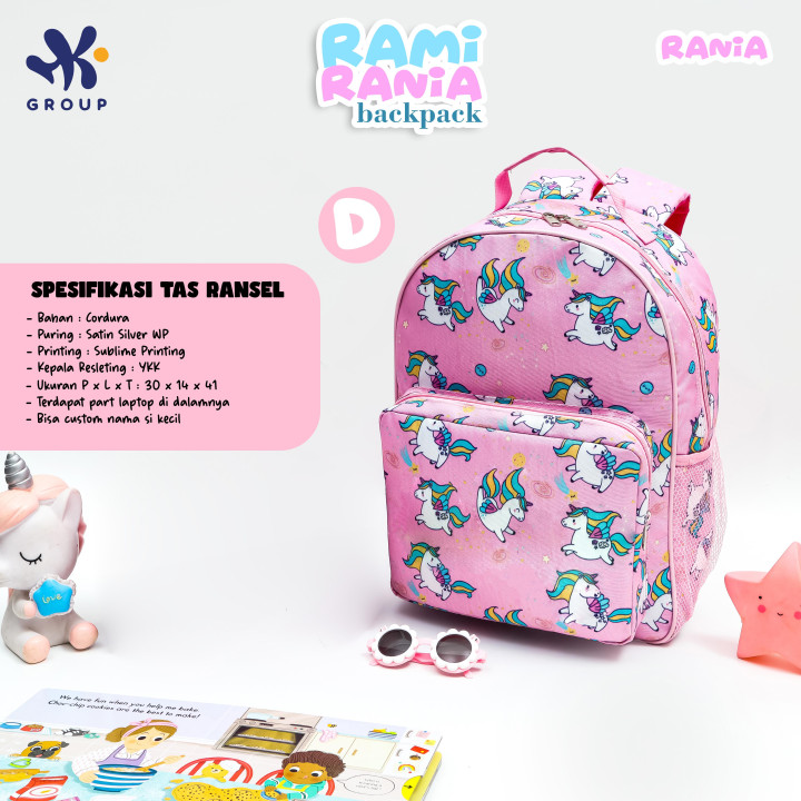 PO RAMI RANIA BACKPACK DAN LUNCH BAG CUSTOM NAME BY HK GRUP