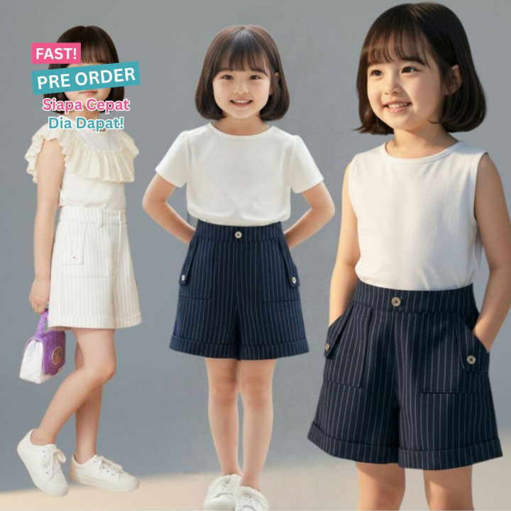 FAST PO STRIPE BUTTON SHORTPANS