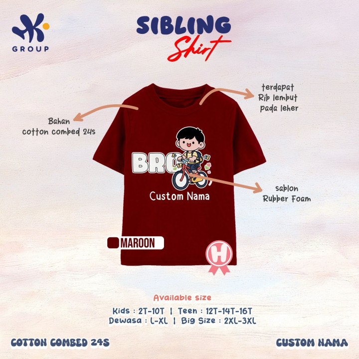 PO SIBLING TSHIRT CUSTOM NAME LENGAN PENDEK BY HK GROUP