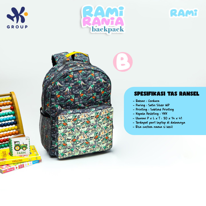 PO RAMI RANIA BACKPACK DAN LUNCH BAG CUSTOM NAME BY HK GRUP