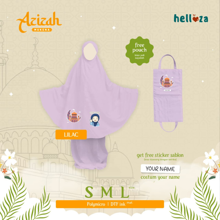 PO AZIZAH MUKENA CUSTOM NAME BY HELLOZA