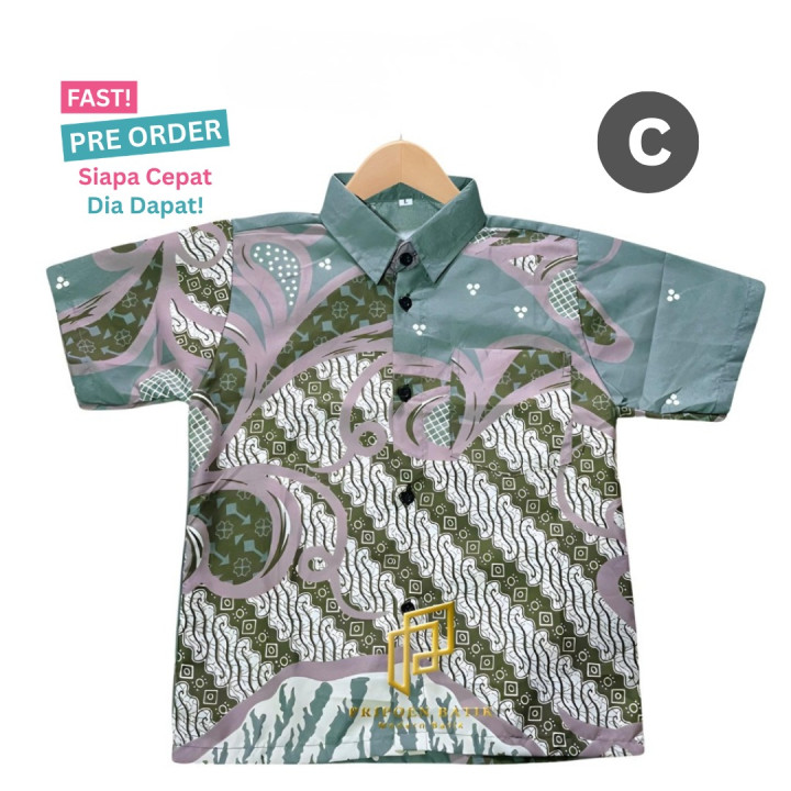 FAST PO AZKA KEMEJA BATIK PENDEK ANAK 