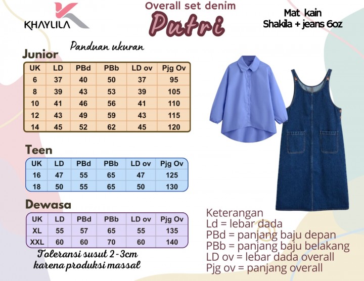 OVERALL SET DENIM PUTRI DEWASA BY KHAYLILA
