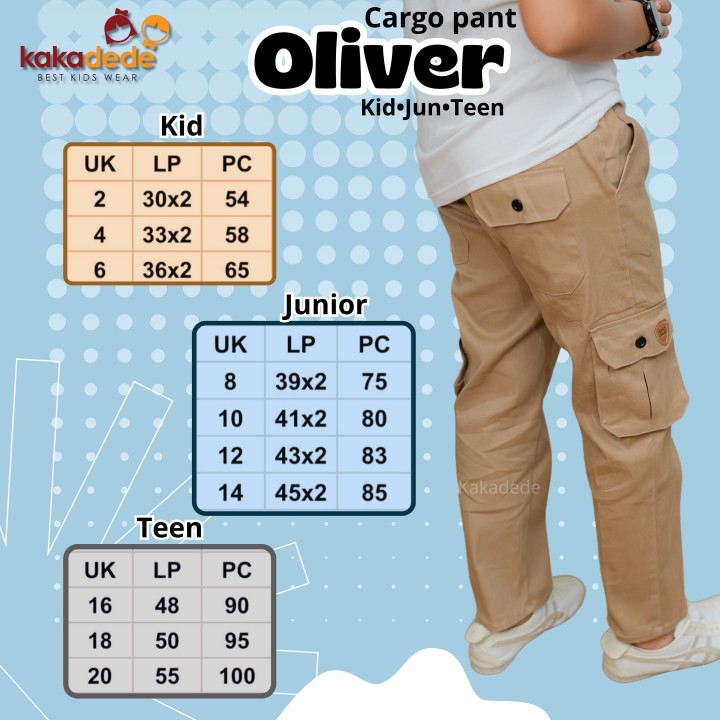 PO CARGO PANTS OLIVER (KIDS) BY KAKADEDE