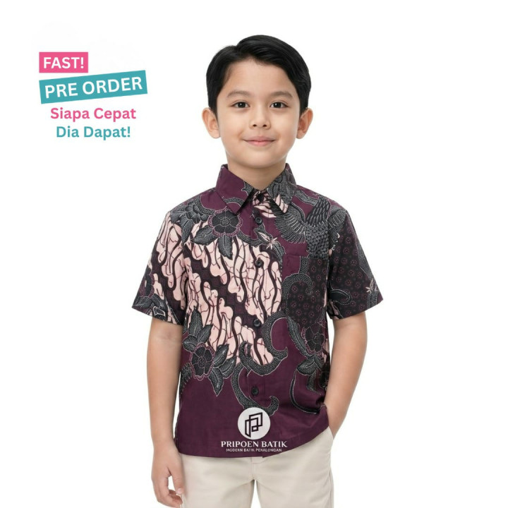 FAST PO AZKA KEMEJA BATIK PENDEK ANAK 