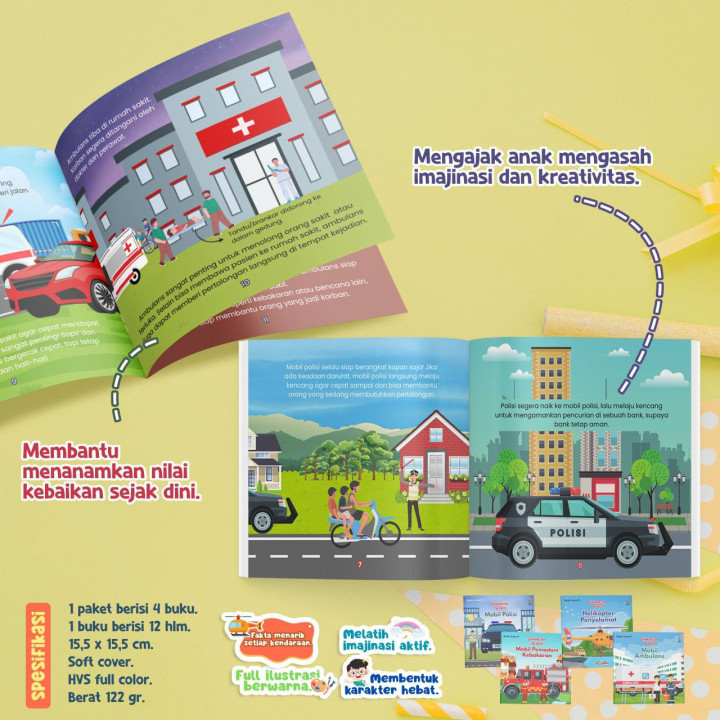 PO PAKET 4 BUKU ENSIKLOPEDIA SI KECIL SERI KENDARAAN DARURAT