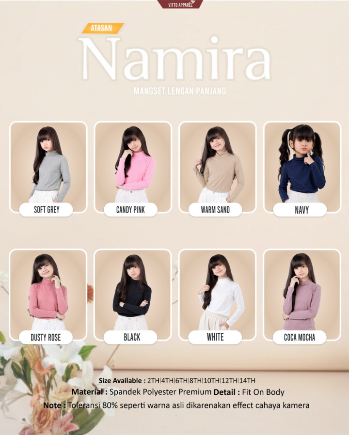 PO NAMIRA MANSET ANAK PANJANG BY VITTO APPAREL