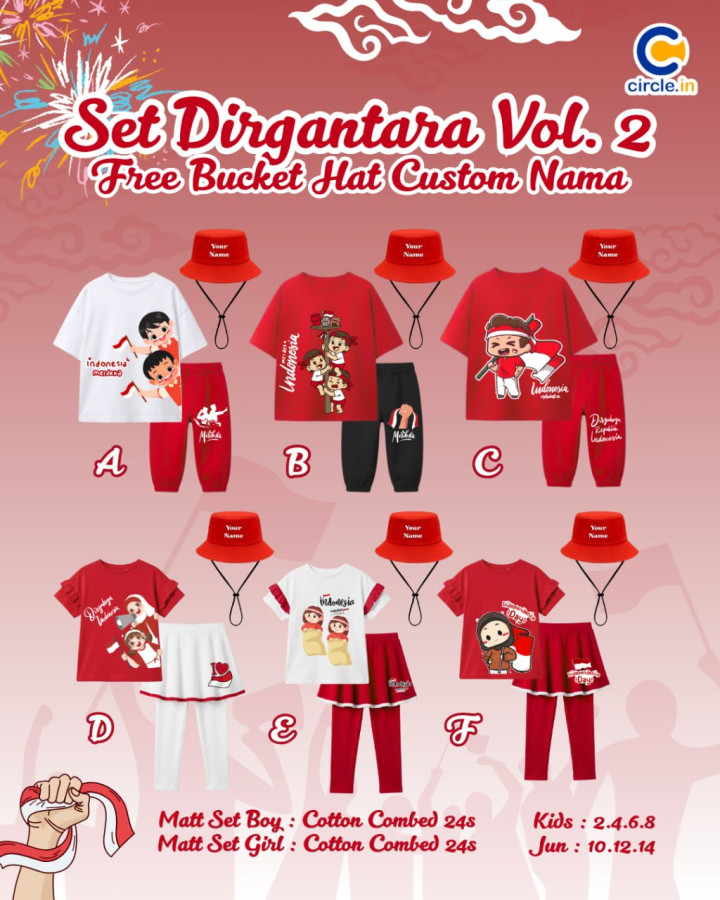 PO SET DIRGANTARA FREE BUCKET HAT CUSTOME NAME VOL 2 BY CIRCLE.IN