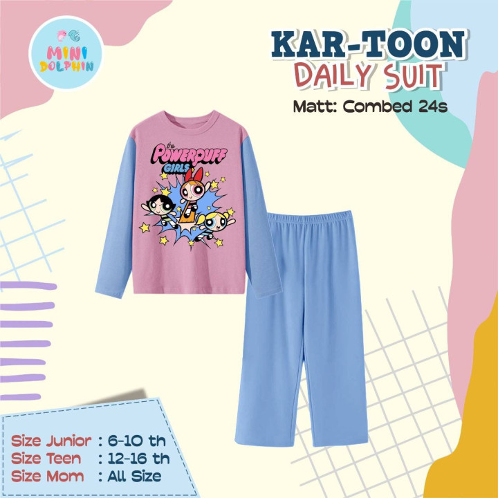 PO KARTOON DAILY SUIT PANJANG (JUN TEEN) BY MINI DOLPHIN