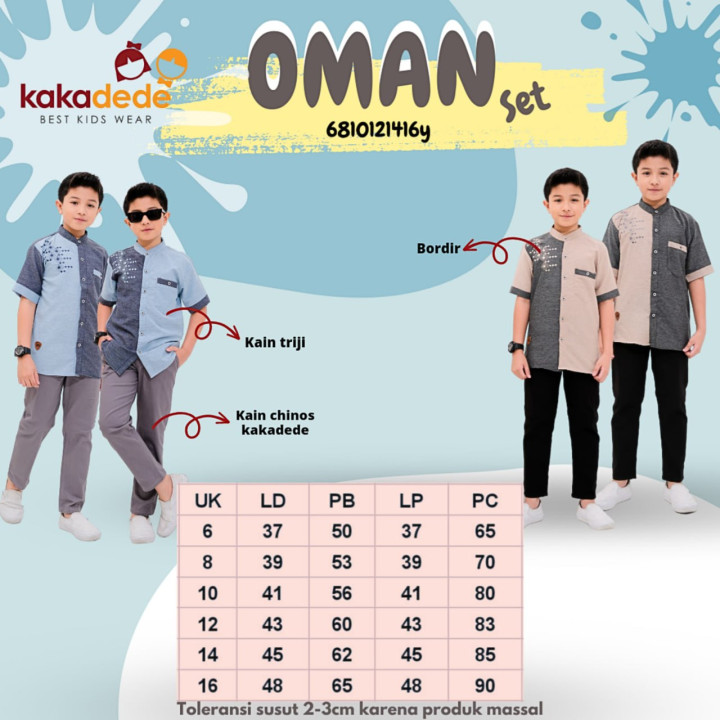 READY STOK OMAN SET BY KAKADEDE