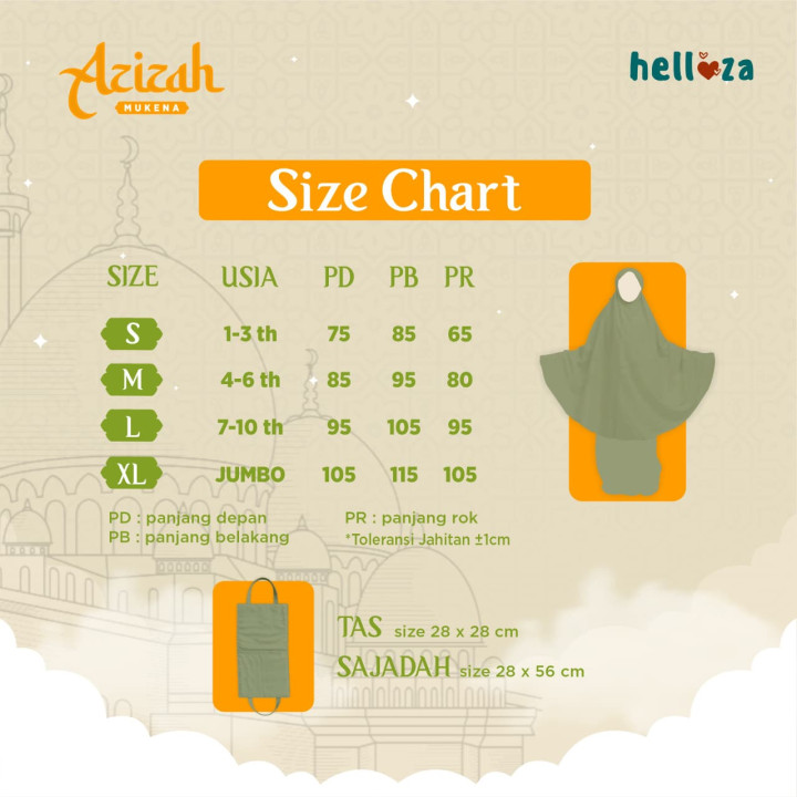 PO AZIZAH MUKENA POLOS BY HELLOZA
