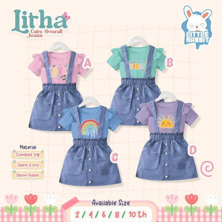 PO LITHA CUTE OVERALL JEANS BY LITTLE RABBIT