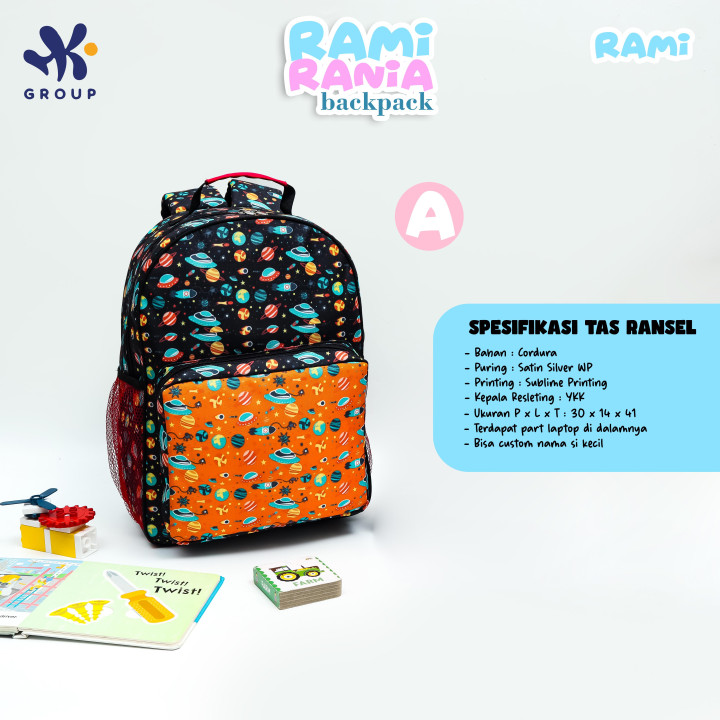 PO RAMI RANIA BACKPACK DAN LUNCH BAG CUSTOM NAME BY HK GRUP