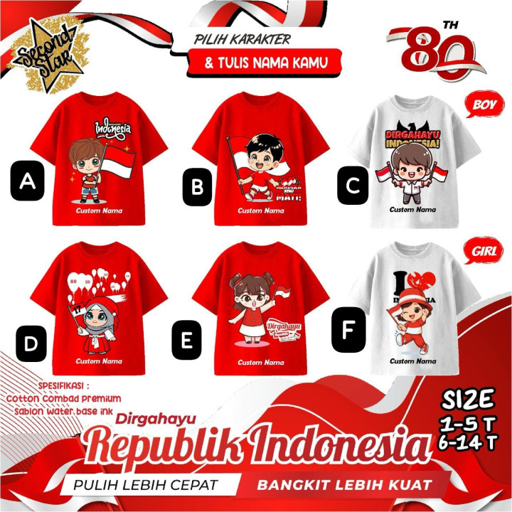 PO KAOS DIRGAHAYU INDONESIA (NON CUSTOM) BY SECOND STAR