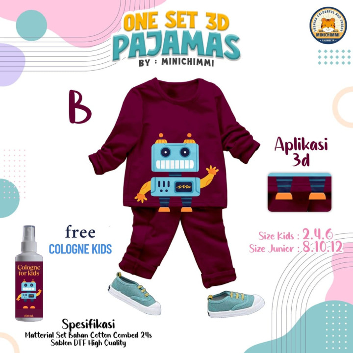 PO ONE SET 3D PAJAMAS MINICHIMMI