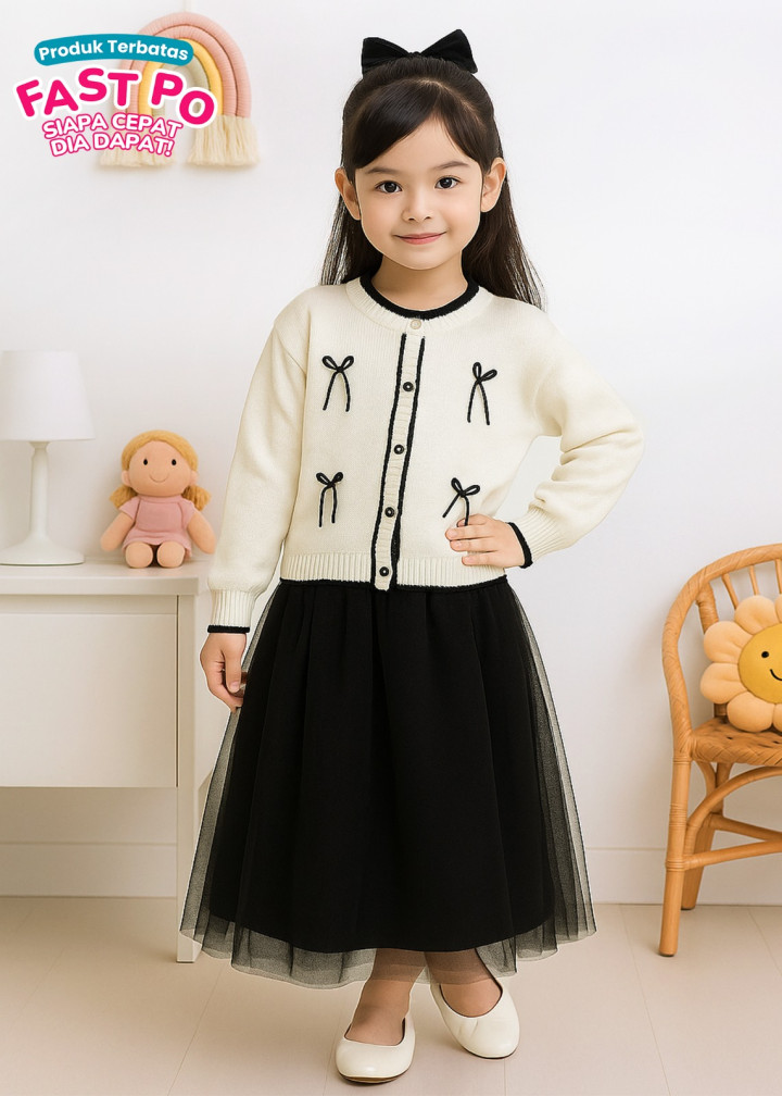 FAST PO LITTLE BOW CARDIGAN
