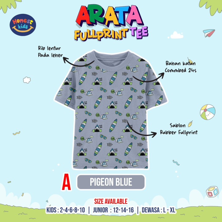 PO ARATA FULLPRINT TEE (DEWASA) BY HONEST KIDS