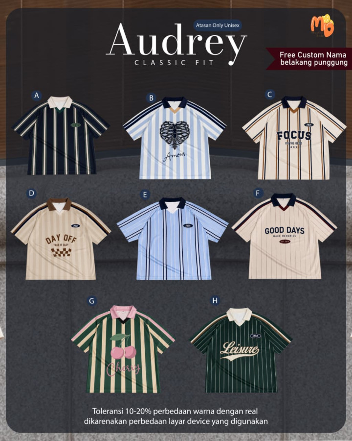 PO TSHIRT JERSEY AUDREY SPORTY CUSTOM NAMA BY MASTER KIDDOS